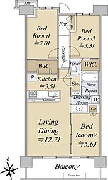 メガシティテラス 2階3LDKの間取り