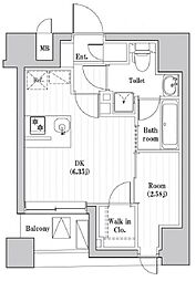 東京メトロ南北線 飯田橋駅 徒歩13分の賃貸マンション 5階1DKの間取り