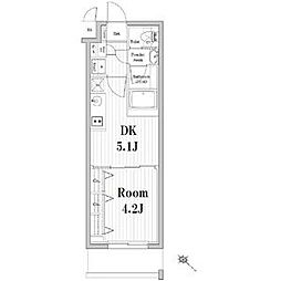 東京メトロ南北線 市ケ谷駅 徒歩6分の賃貸マンション 4階1DKの間取り