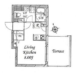 都営新宿線 曙橋駅 徒歩5分の賃貸マンション 1階ワンルームの間取り