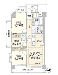 都営大江戸線 飯田橋駅 徒歩9分の賃貸マンション 4階2SLDKの間取り