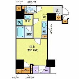 都営大江戸線 牛込柳町駅 徒歩3分の賃貸マンション 4階1Kの間取り