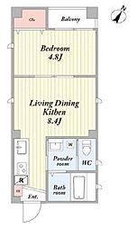 都営三田線 水道橋駅 徒歩5分の賃貸マンション 3階1LDKの間取り