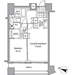 東京メトロ千代田線 赤坂駅 徒歩5分の賃貸マンション 5階1LDKの間取り