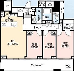 都営三田線 春日駅 徒歩1分の賃貸マンション 20階3LDKの間取り