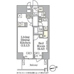 ザ・パークハビオ神楽坂レジデンスSouth 1LDKの間取図画像