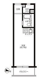 飯田橋ハイタウン ワンルームの間取図画像