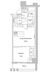 ザ・パークハビオ文京江戸川橋 1LDKの間取図画像