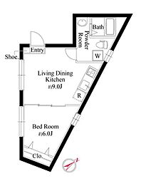 THE ONE Ichigaya 1LDKの間取図画像