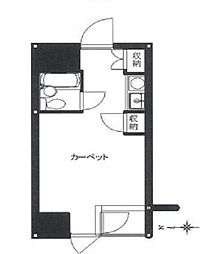 江戸川橋センチュリープラザ21 ワンルームの間取図画像
