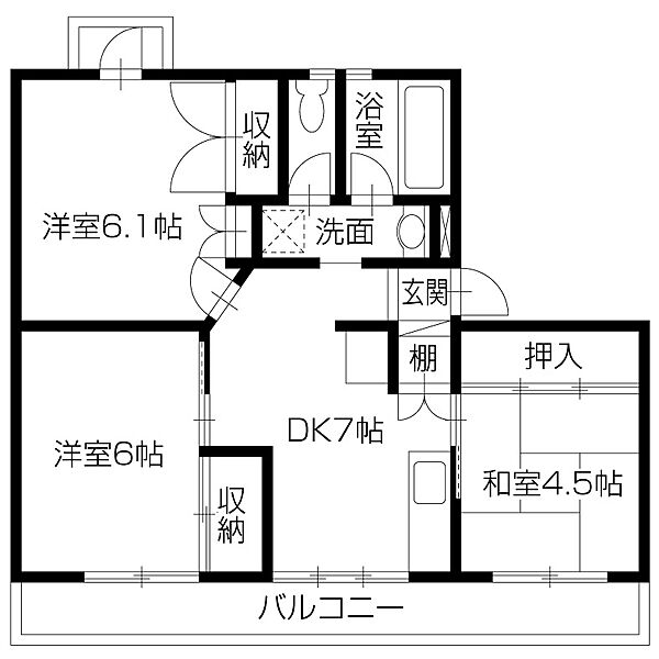 ピース・シーサイド黒崎 307｜徳島県鳴門市撫養町黒崎字松島(賃貸マンション3DK・3階・59.28㎡)の写真 その2