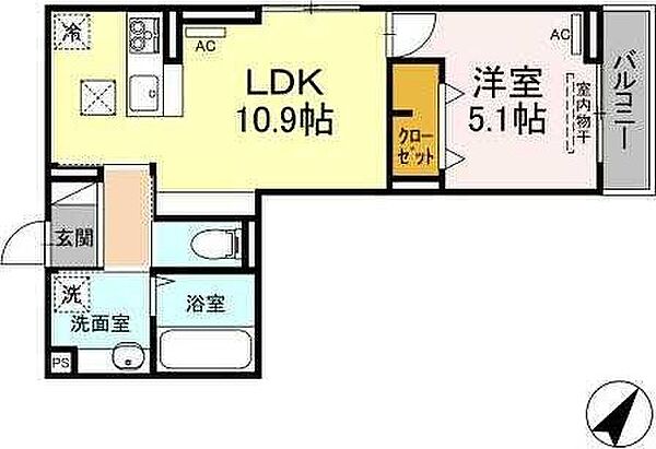 ヒーローキングダム 101｜徳島県徳島市北田宮4丁目(賃貸アパート1LDK・1階・42.57㎡)の写真 その2