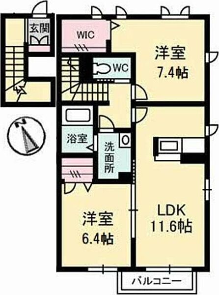 シャーメゾンＡＹＡ　II番館 201｜徳島県名西郡石井町石井字石井(賃貸アパート2LDK・2階・69.73㎡)の写真 その2