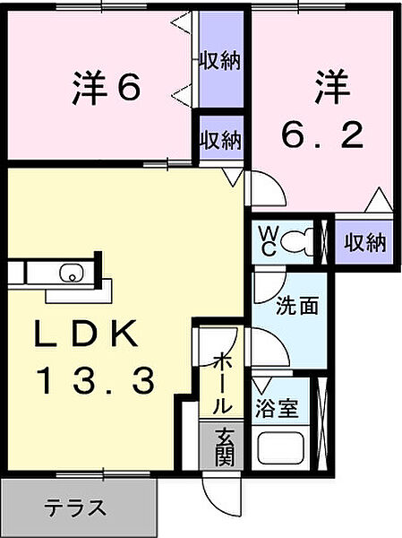 ラ　フォーレ・ガーデン 103｜徳島県名西郡石井町高川原字高川原(賃貸アパート2LDK・1階・58.58㎡)の写真 その2