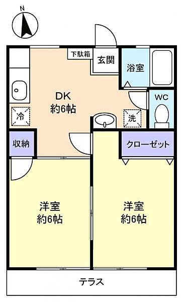 千葉県佐倉市上座(賃貸アパート2DK・1階・34.65㎡)の写真 その4