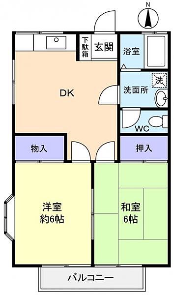 千葉県船橋市二宮1丁目(賃貸アパート2DK・2階・44.63㎡)の写真 その3