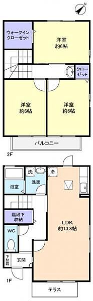 千葉県八千代市八千代台北13丁目(賃貸テラスハウス3LDK・1階・78.92㎡)の写真 その4