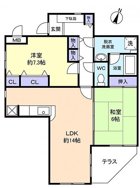 千葉県八千代市萱田町(賃貸マンション2LDK・1階・66.43㎡)の写真 その4