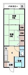 マンション光愛 2Kの間取図画像