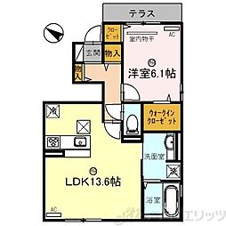 ヴァンベール ｕ 1階1LDKの間取り