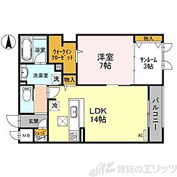 Auvergne Seybe 1階1LDKの間取り