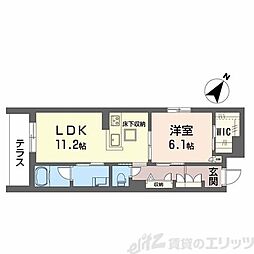 ヘミングウェイ 1LDKの間取図画像