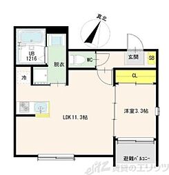 DiiRA下新庄 1LDKの間取図画像