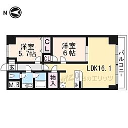 MS.hills千里丘north 2LDKの間取図画像