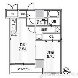 プレデアス千里山田 1DKの間取図画像