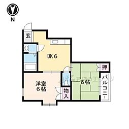 グリーンハウス 2DKの間取図画像