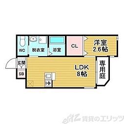 リアコート関大前II 1LDKの間取図画像