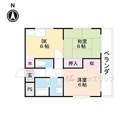 735柳ビル 1LDKの間取図画像