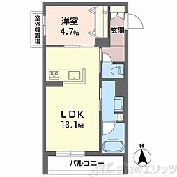 ユイロ中津 1LDKの間取図画像