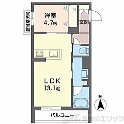 ユイロ中津 1LDKの間取図画像