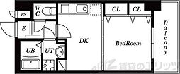 シーナリ江坂 1DKの間取図画像