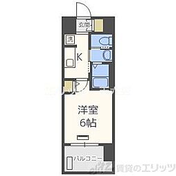エステムコート梅田・茶屋町3ネクスタ 1Kの間取図画像