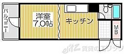 マンション西 1DKの間取図画像