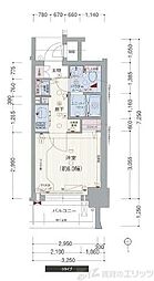 プレサンス天神橋ディオレ ワンルームの間取図画像