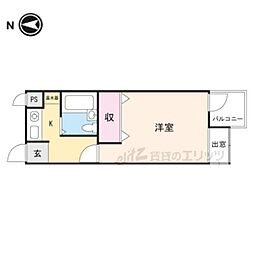 マンショントーハク 1Kの間取図画像