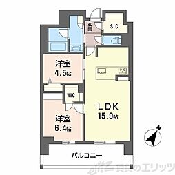 リビエナ グラン 新梅田 2LDKの間取図画像