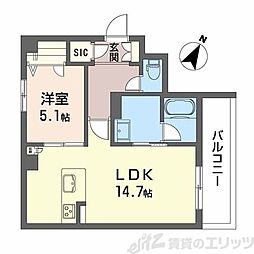 吹田市昭和町マンション 1LDKの間取図画像