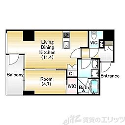 Fortunato扇町 1LDKの間取図画像