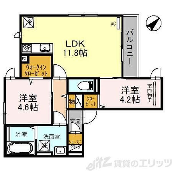 アムールメゾンII 302｜大阪府吹田市山田西３丁目(賃貸アパート2LDK・3階・51.41㎡)の写真 その2