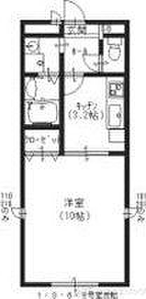 アンプルール　クラージュ　ウエストヒルズ 101｜大阪府茨木市西田中町(賃貸アパート1K・1階・33.12㎡)の写真 その2