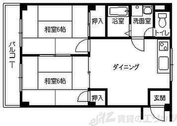 シャトーかわもと 101｜大阪府茨木市沢良宜東町(賃貸マンション2DK・1階・40.93㎡)の写真 その2