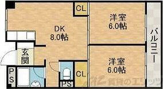 ローズハイツ茨木 210｜大阪府茨木市西駅前町(賃貸マンション2DK・2階・46.00㎡)の写真 その2