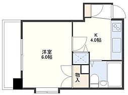 クレベール大井手 1Kの間取図画像