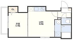 (仮称)平野町FマンションB 1LDKの間取図画像