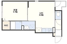 サイフォン平野町 1LDKの間取図画像
