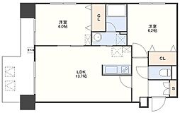アーバス筑後町 2LDKの間取図画像